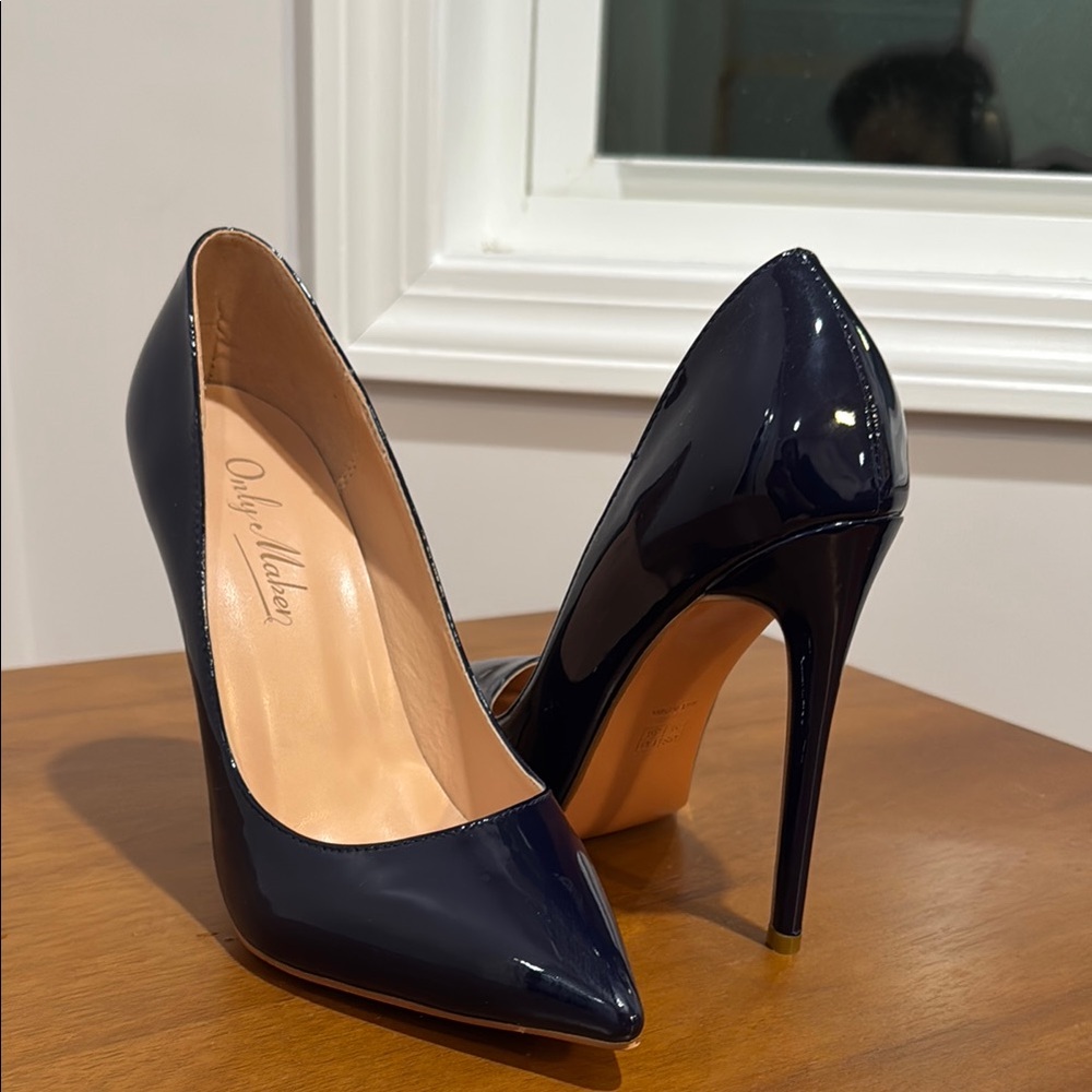 Navy Blue Patent Leather Stilettos by
